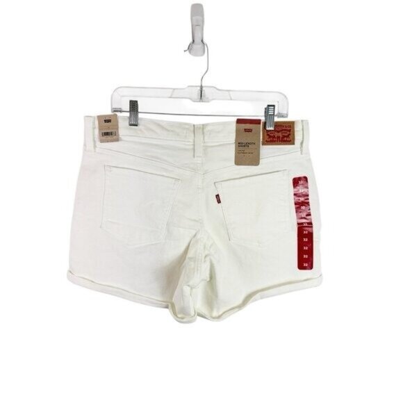 Levi’s Women's 32 Mid Length Midrise Denim Shorts Stretch Off White NWT 0602 - Picture 3 of 13